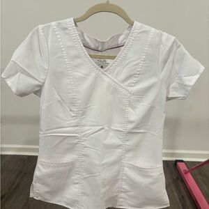 Med Couture Purple Label White Scrub Top